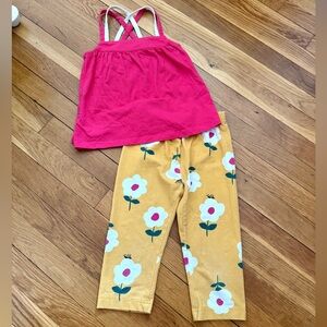 Bundle of Mini Boden 5-6Y Pink/White Strappy Tank & Hanna Andersson 110 Capris